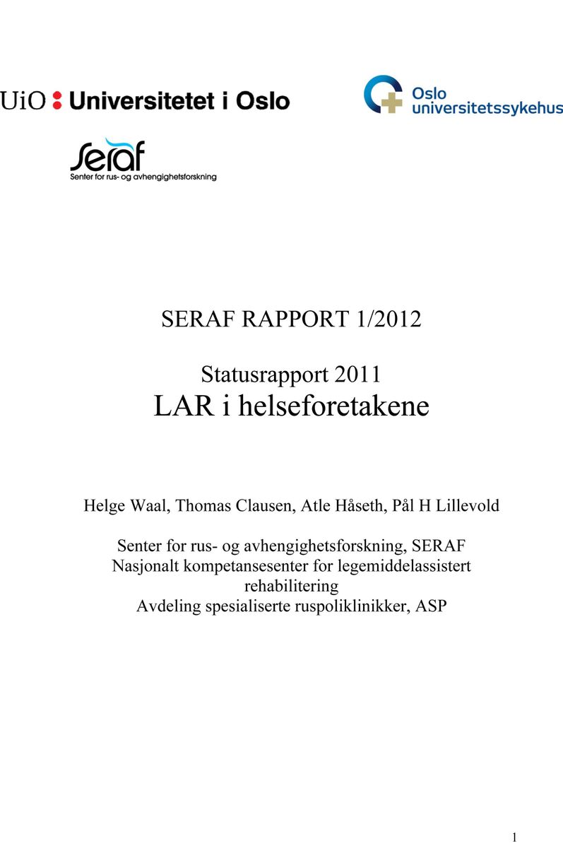 SERAF rapport 1/2012
